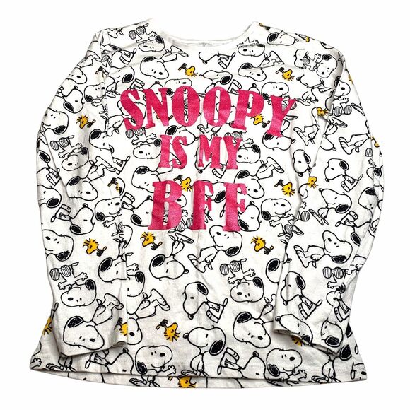 Peanuts Other - Peanuts Snoopy & Woodstock All Over Print Sweat Shirt Snoopy Is My BFF Girls L